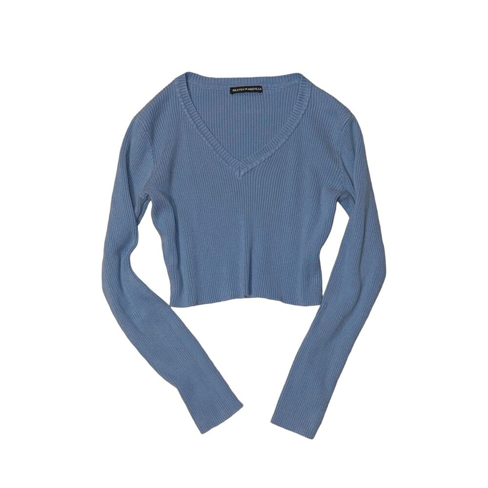 brandy melville blue milena v-neck sweater